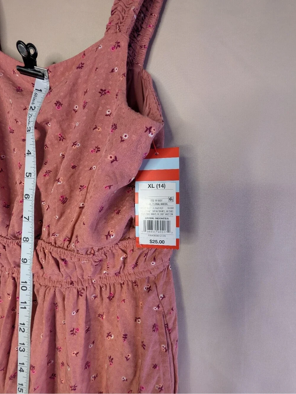 Cat & Jack Girls' Pink Floral Tiered Dress XL (14)